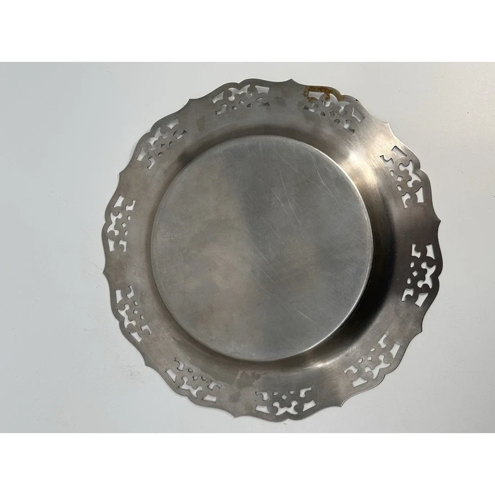 Vintage WM A Rogers Silverplate Pierced Rim Serving Plate Dish Allegheny Metal‎